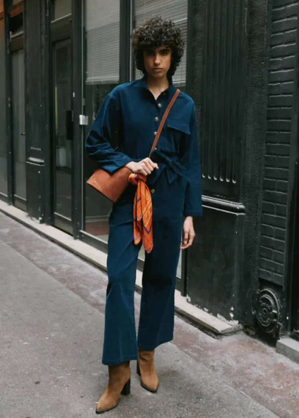 Frnch Jumpsuits<Ady Corduroy Jumpsuit (Blue Marine)