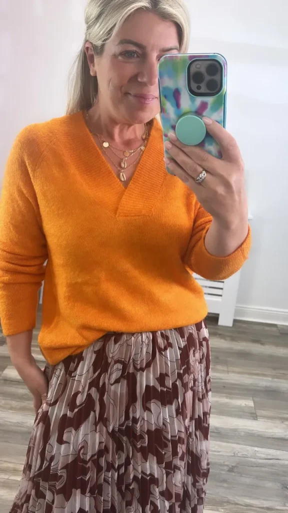 Ichi Jumpers & Cardigans<Amara V-Neck Jumper (Orange Pepper)