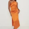 Pretty Lavish Occasionwear | Dresses<Amelia One Shoulder Ruched Satin Dress