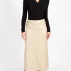 Little Mistress Skirts<Amie Cracked Faux Leather Skirt (Oatmeal)