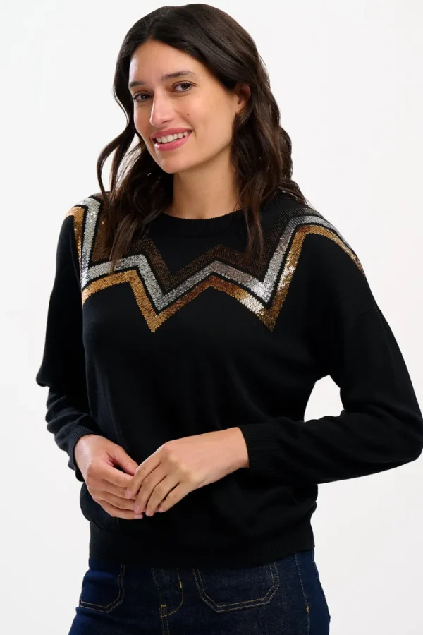 Sugarhill Jumpers & Cardigans<Anjali Sequin Jumper (, Chevron Stripes)