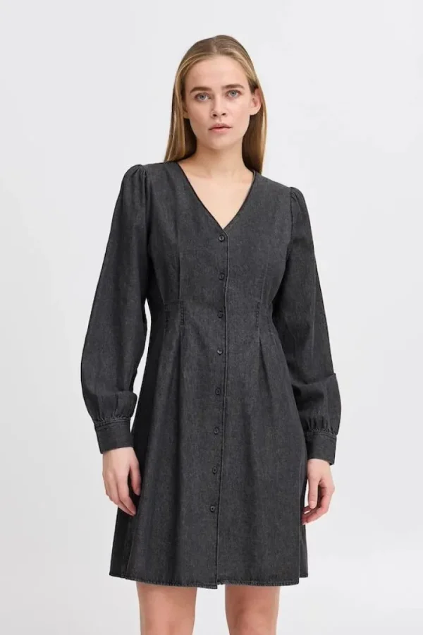 Ichi Dresses<Annabelle Denim Dress (Washed Black)