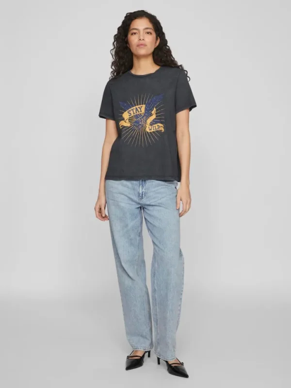 Vila T-Shirts<Arlow Slogan T-Shirt (Black)