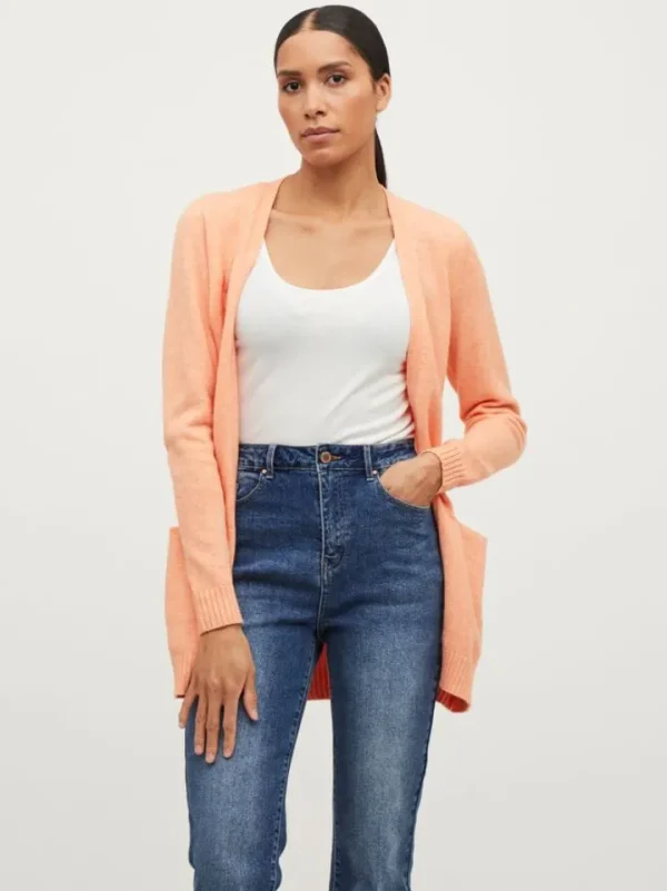 Vila Jumpers & Cardigans<Ashley Open Knit Cardigan (Tangerine)