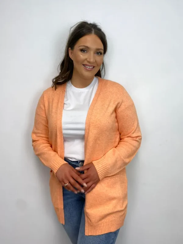 Vila Jumpers & Cardigans<Ashley Open Knit Cardigan (Tangerine)