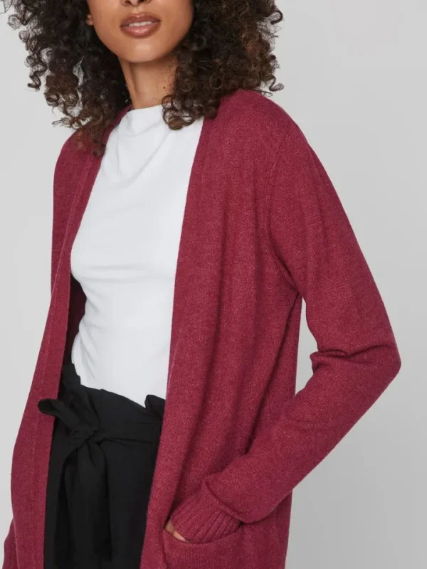 Vila Jumpers & Cardigans<ASHLEY OPEN KNIT CARDIGAN (BEET RED)