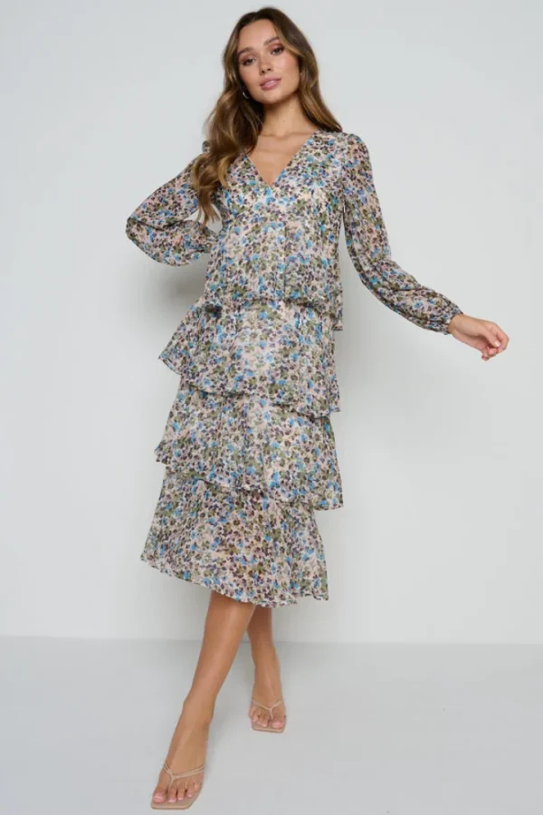 Pretty Lavish Occasionwear<Ashton Ruffle Midi Dress (Ditsy Floral)
