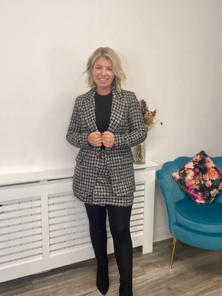 audrey_blazer_jacket_grey_1.webp Minueto Jackets | Blazers<AUDREY BLAZER JACKET (GREY/MULTI)