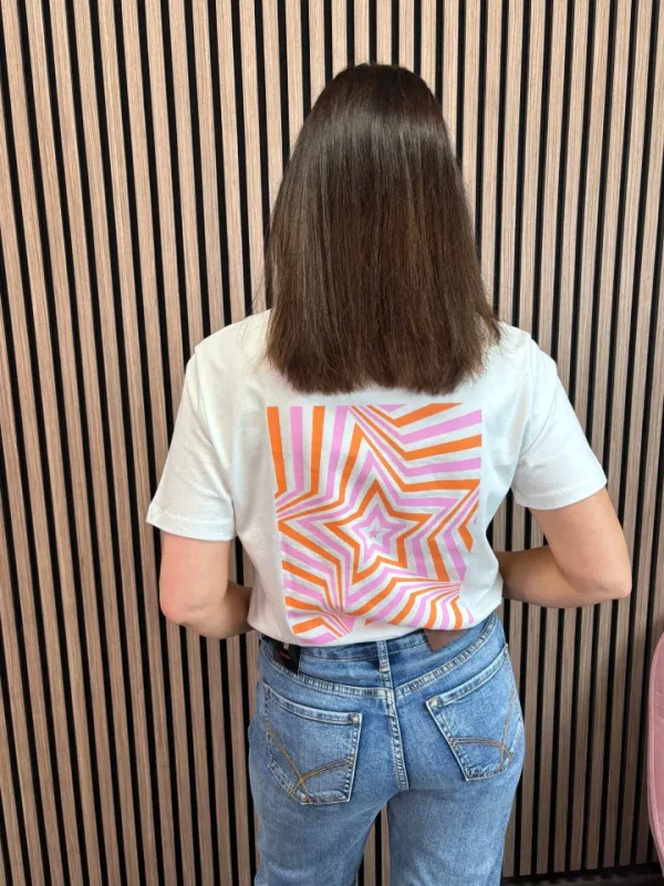 Vila T-Shirts<Ava T-Shirt (White/Pink/Orange Shine)