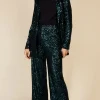 Little Mistress Pants<BAILEY HIGH WAISTED SEQUIN TROUSERS (GREEN)u