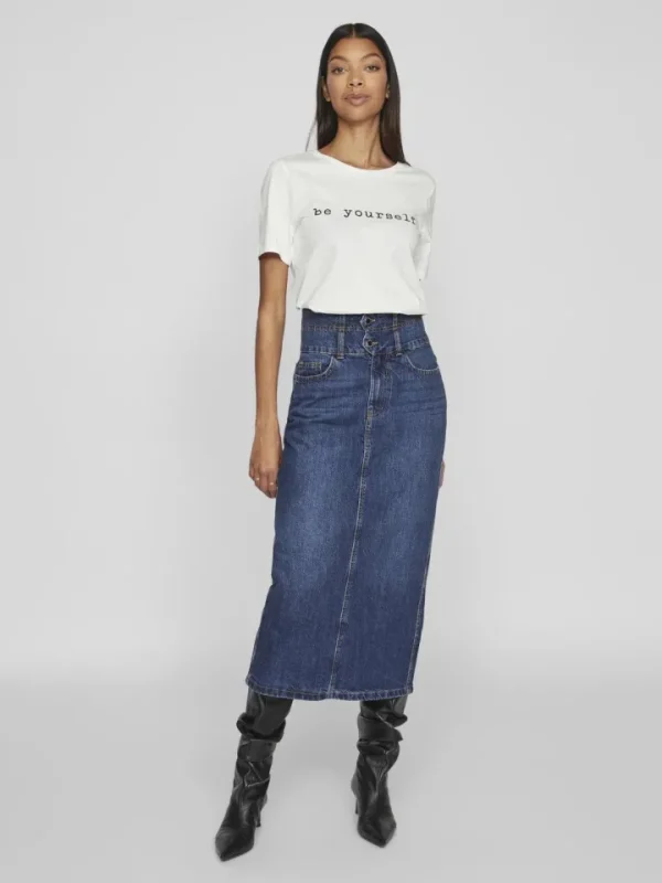 Vila T-Shirts<BE YOURSELF T-SHIRT (WHITE/BLACK)