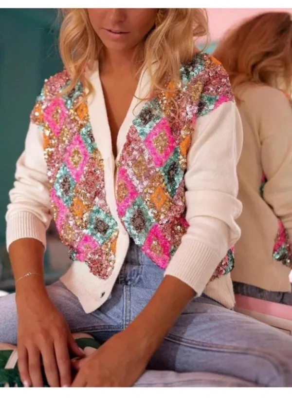 Wsl 1 Jumpers & Cardigans<BELINDA SEQUIN CARDIGAN (CREAM/MULTI)