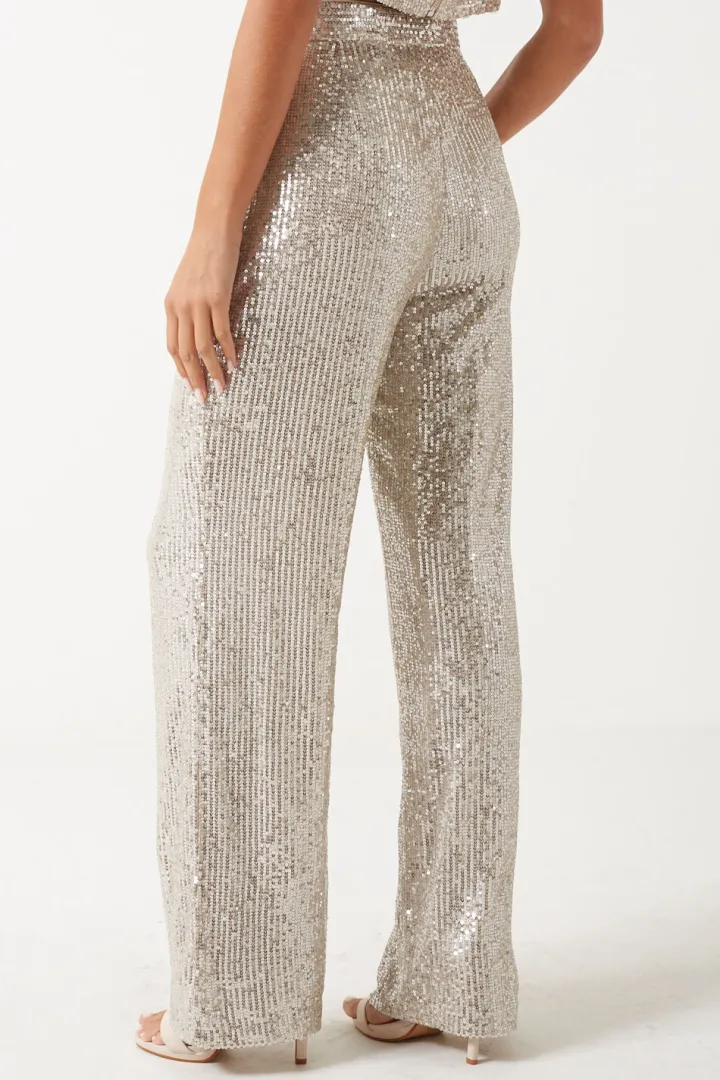 belle_sequin_trousers_cha_2.webp Wsl 2 Pants<BELLE SEQUIN TROUSERS (CHAMPAGNE)
