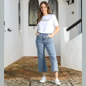 Rant & Rave Jeans<BERNIE CROP FLARE JEANS - SHORT LEG (LIGHT BLUE)