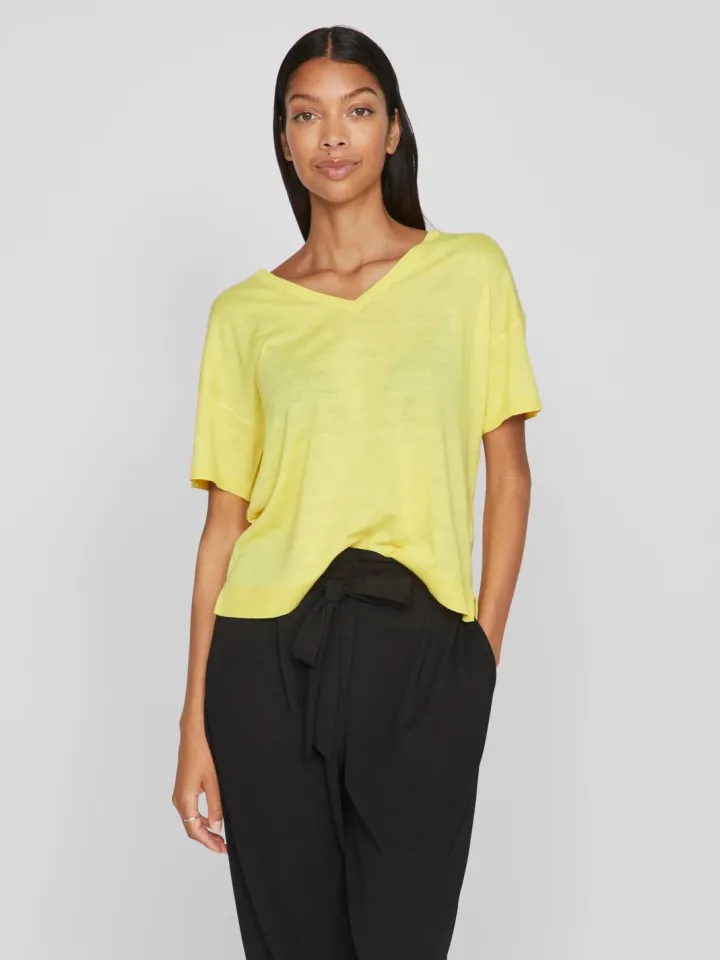 beryl_vneck_knit_top_shee_0.webp Vila T-Shirts<Beryl V-Neck Knit Top (Sheen/Melange)