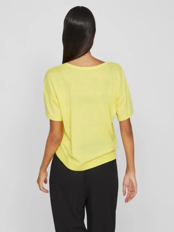 Vila T-Shirts<Beryl V-Neck Knit Top (Sheen/Melange)
