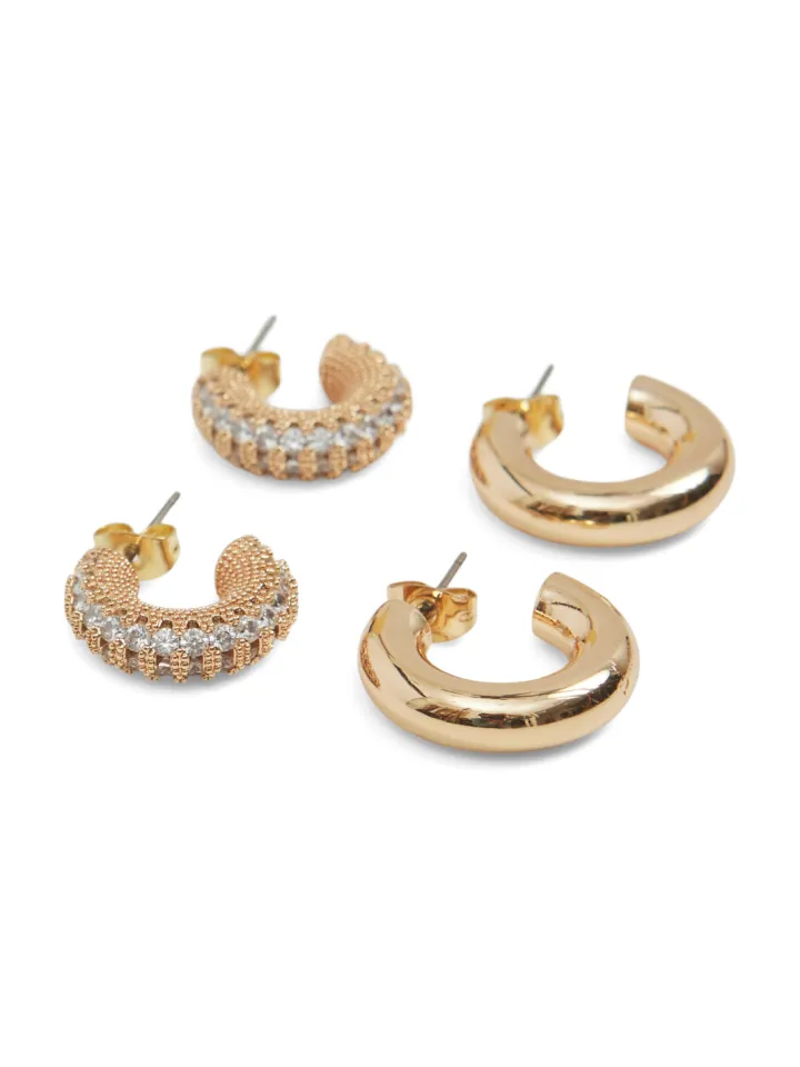 bettyann__pack_hoop_earri_0.webp Vila Jewellery<Bettyann 2 Pack Hoop Earring (Gold)