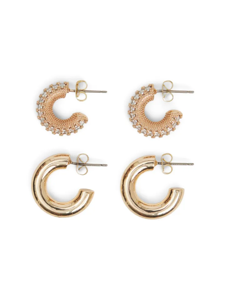 bettyann__pack_hoop_earri_1.webp Vila Jewellery<Bettyann 2 Pack Hoop Earring (Gold)