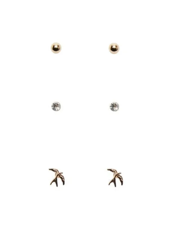 Pieces Jewellery<BITU 3 PACK EARRINGS (GOLD)
