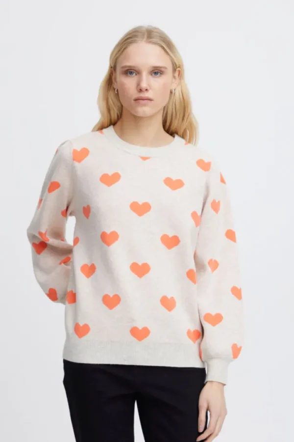 Ichi Jumpers & Cardigans<Brielle Jumper (Coral Heart)