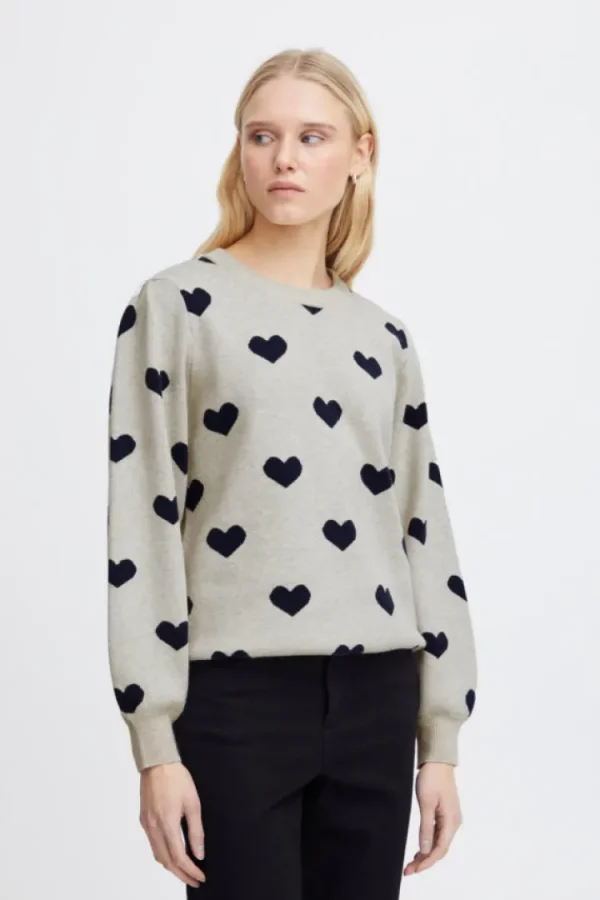 Ichi Jumpers & Cardigans<Brielle Jumper (Navy Heart)