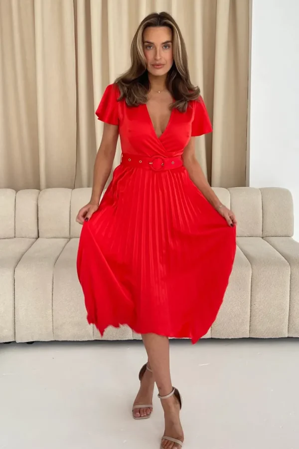 Girl in Mind Occasionwear | Dresses<Brooklyn Asymmetric Pleated Midi Dress