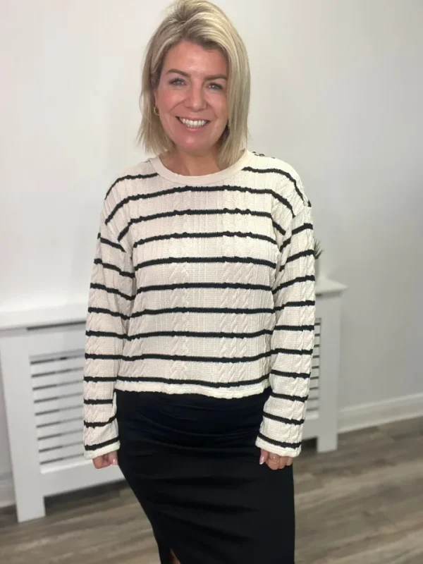Vila Jumpers & Cardigans<CABA L/S CROPPED TOP(BIRCH/BLACK)