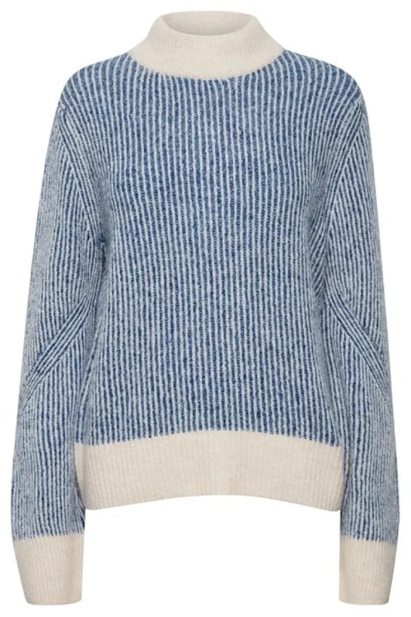 Ichi Jumpers & Cardigans<CARA STRIPE JUMPER (TRUE BLUE)
