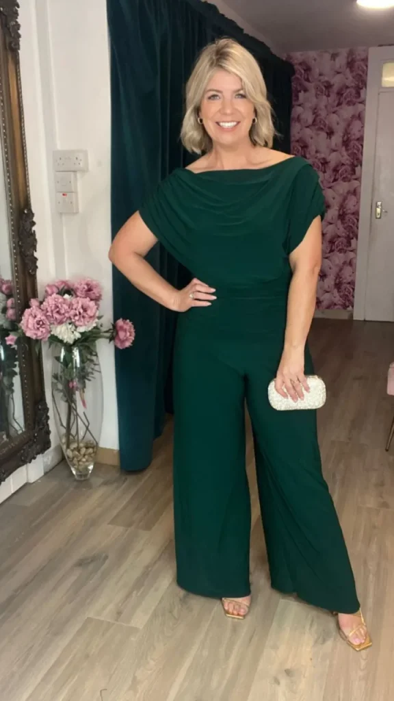 Atom Jumpsuits | Occasionwear<CARBON JERSEY JUMPSUIT (FOREST GREEN) CURVE