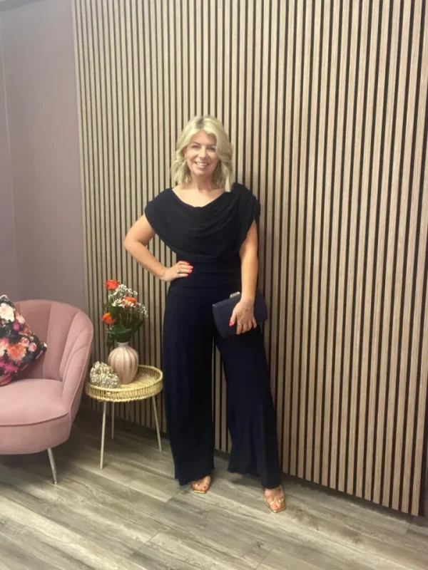 Atom Jumpsuits | Occasionwear<CARBON JERSEY JUMPSUIT (NAVY) CURVE