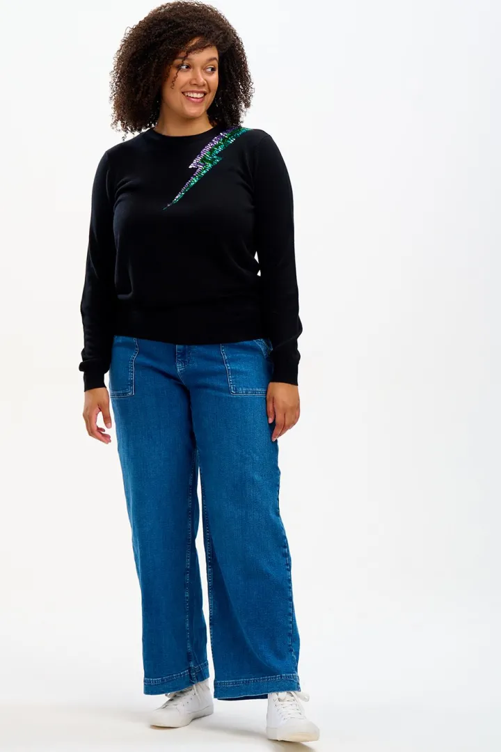 cece_sequin_jumper_black_2.webp Sugarhill Jumpers & Cardigans<CECE SEQUIN JUMPER (BLACK)