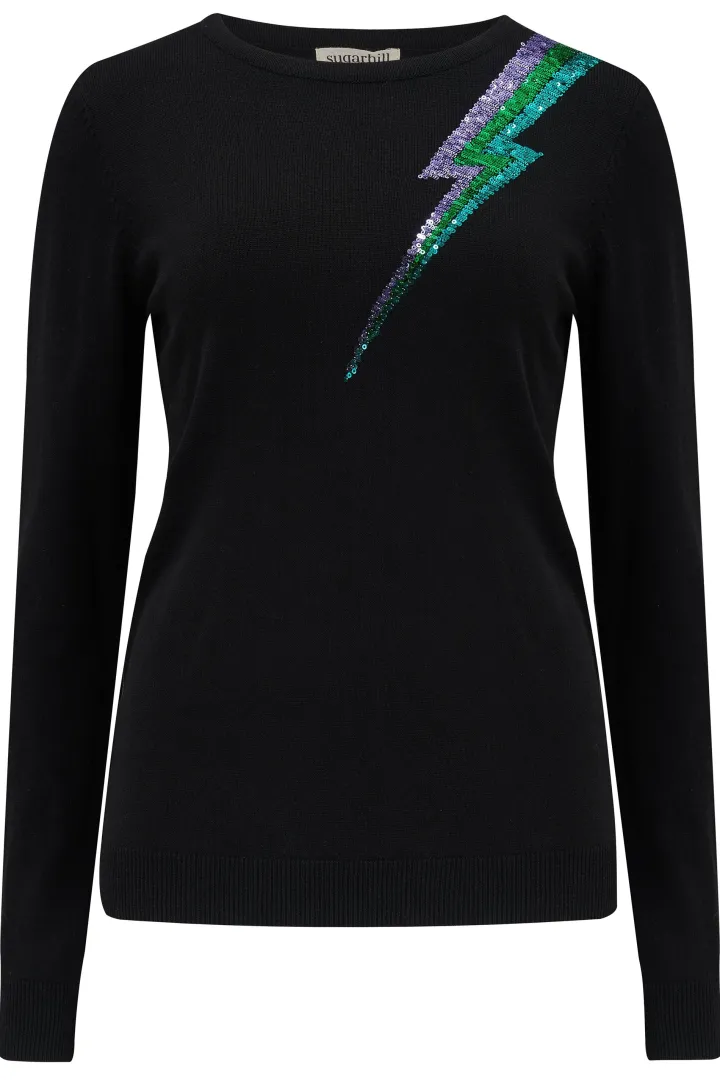 cece_sequin_jumper_black_4.webp Sugarhill Jumpers & Cardigans<CECE SEQUIN JUMPER (BLACK)