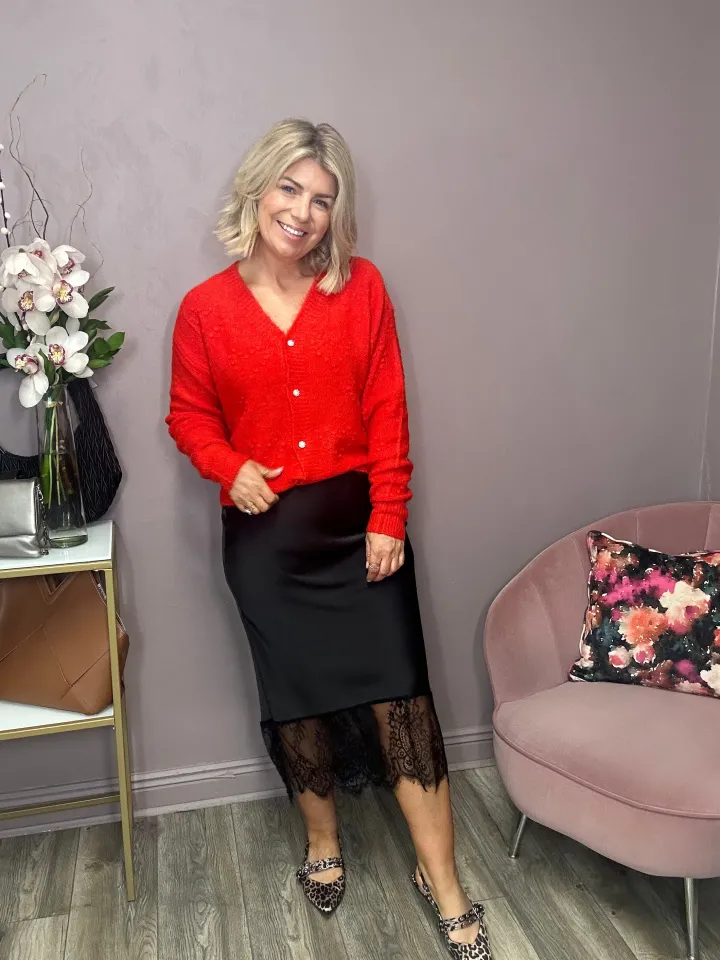 chelsea_lace_skirt_black_1.webp Vila Skirts<Chelsea Lace Skirt (Black)