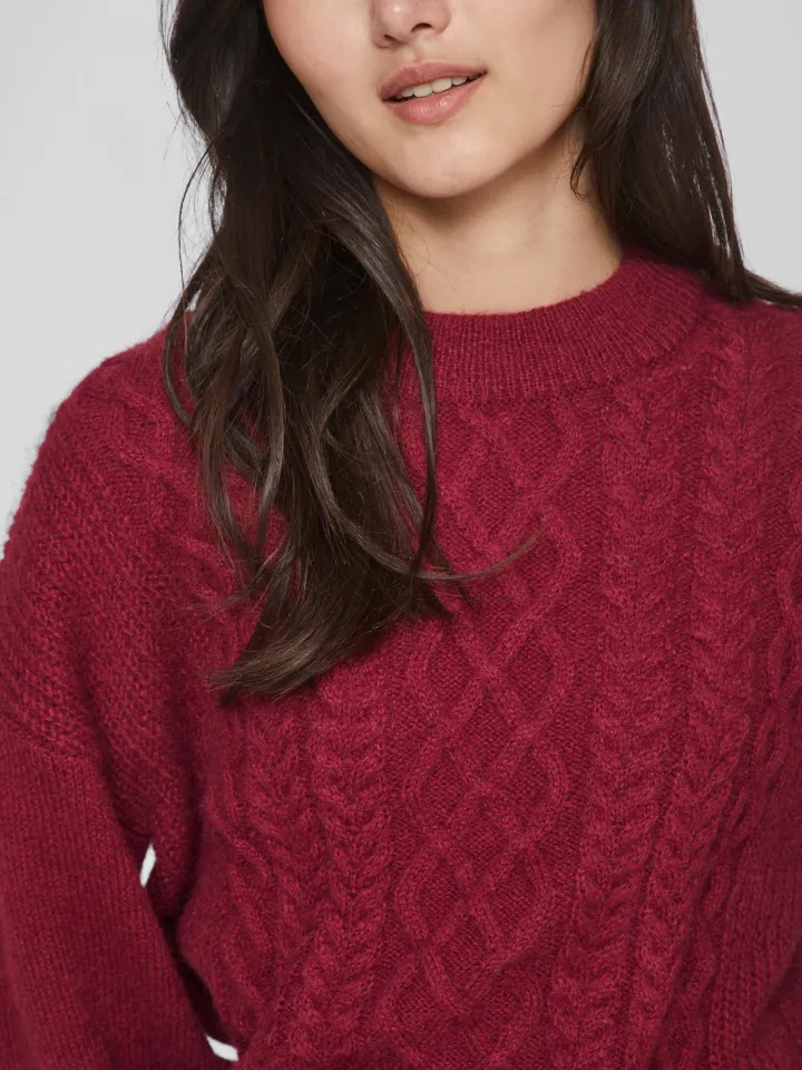 chinti_cable_knit_jumper__3.webp Vila Jumpers & Cardigans<CHINTI CABLE KNIT JUMPER (BEET RED)