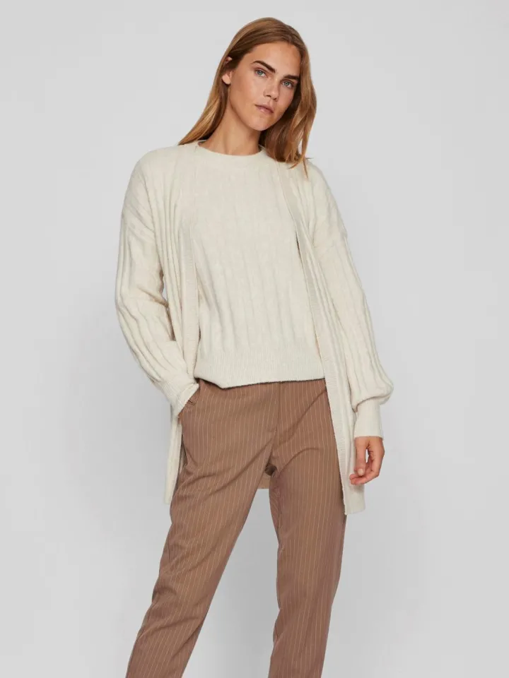 cia_open_cardigan_natural_0.webp Vila Jumpers & Cardigans<CIA OPEN CARDIGAN (NATURAL MELANGE)