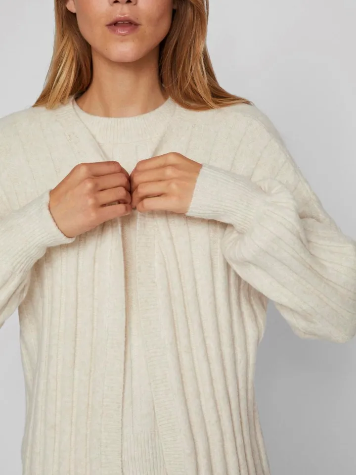 cia_open_cardigan_natural_2.webp Vila Jumpers & Cardigans<CIA OPEN CARDIGAN (NATURAL MELANGE)