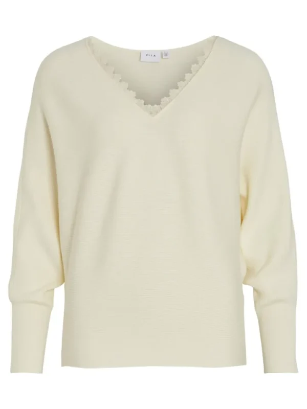 Vila Jumpers & Cardigans<Cila Lace Trimmed Jumper (Birch)