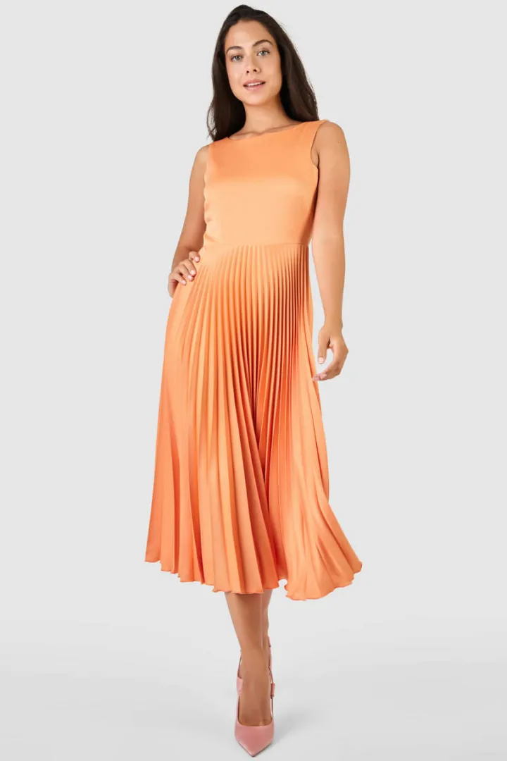 clementine_pleated_dress__3.webp Closet Occasionwear<Clementine Pleated Dress (Peach)