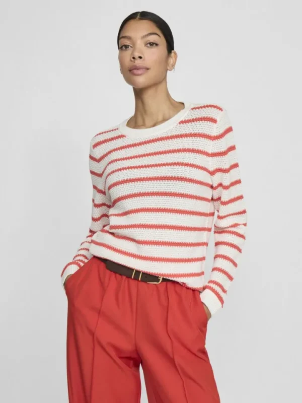 Vila Jumpers & Cardigans<Dalo Stripe Jumper (White/Dubarry)