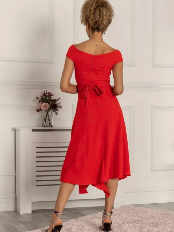 Jolie Moi Occasionwear<DESIREE FRILL FIT & FLARE DRESS (SCARLET RED)