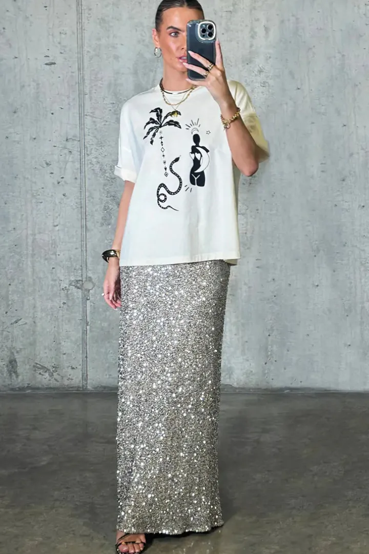 dorris_sequin_skirt_silve_3.webp Never Fully Dressed Occasionwear | Skirts<Dorris Sequin Skirt