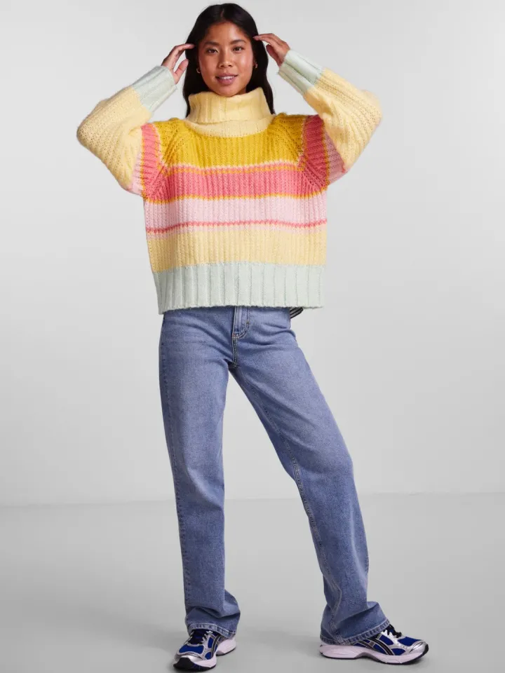 eila_turtle_neck_knit_dou_1.webp Pieces Jumpers & Cardigans<Eila Turtle Neck Knit (Double Cream)