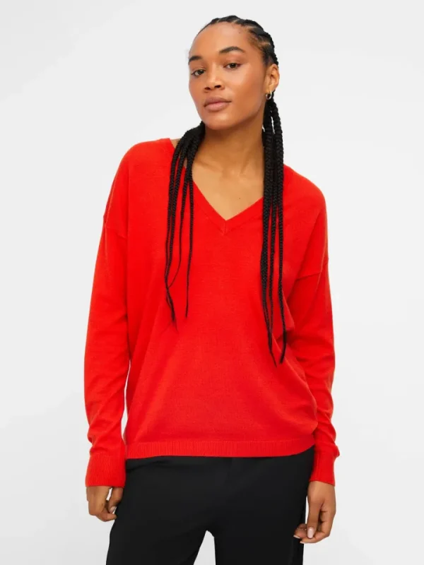 Object Jumpers & Cardigans<ELEANA V-NECK JUMPER (CHERRY TOMATO)
