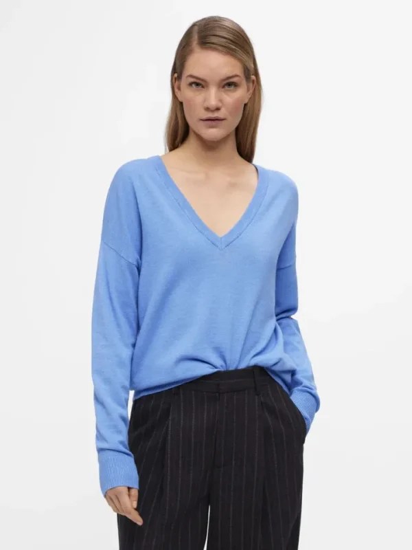 Object Jumpers & Cardigans<ELEANA V-NECK JUMPER (PROVENCE/MELANGE)