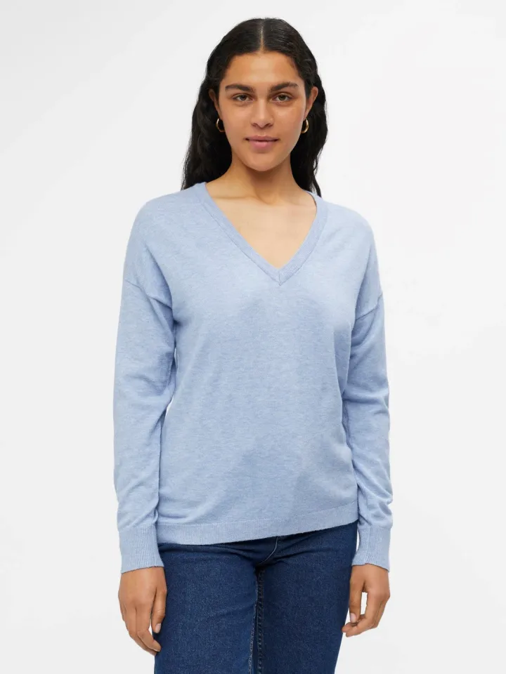 eleana_vneck_jumper_seren_1.webp Object Jumpers & Cardigans<Eleana V-Neck Jumper (Serenity MELANGE)