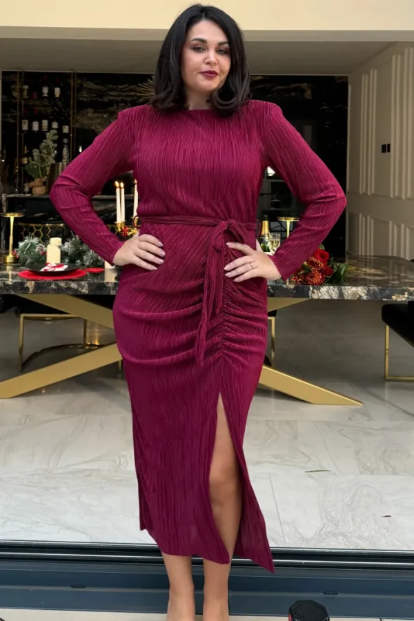 Girl in Mind Dresses | Occasionwear<Elena Long Sleeve Ruched Seamed Midi Dress