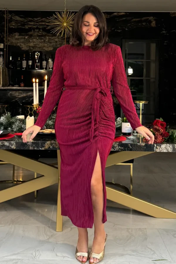 Girl in Mind Dresses | Occasionwear<Elena Long Sleeve Ruched Seamed Midi Dress