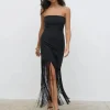 Pretty Lavish Occasionwear | Dresses<Eliana Bandeau Asymmetric Fringed Dress