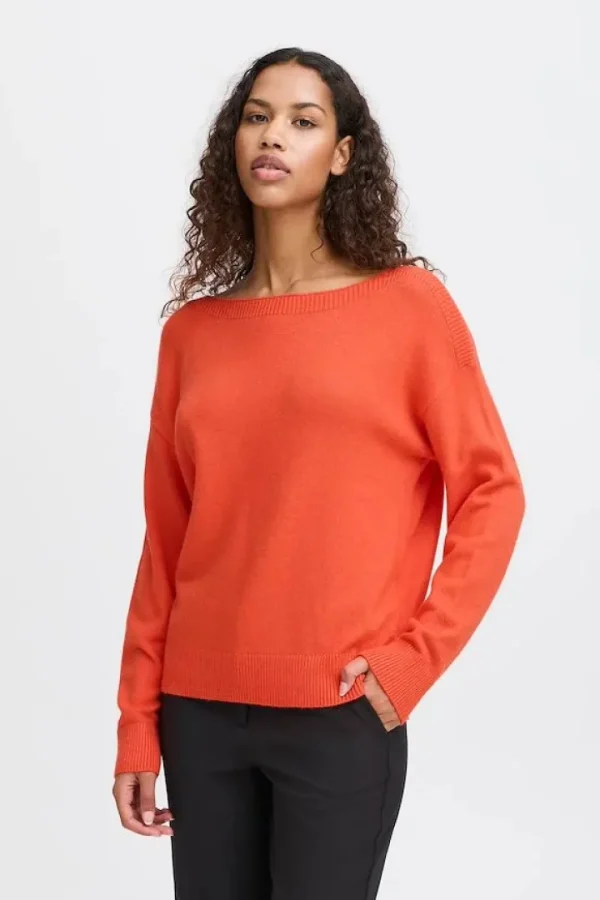 Ichi Jumpers & Cardigans<Ella Boat Neck Jumper (Fiesta)