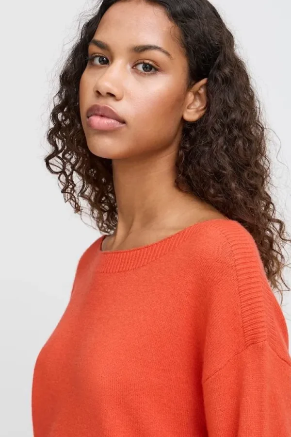 Ichi Jumpers & Cardigans<Ella Boat Neck Jumper (Fiesta)
